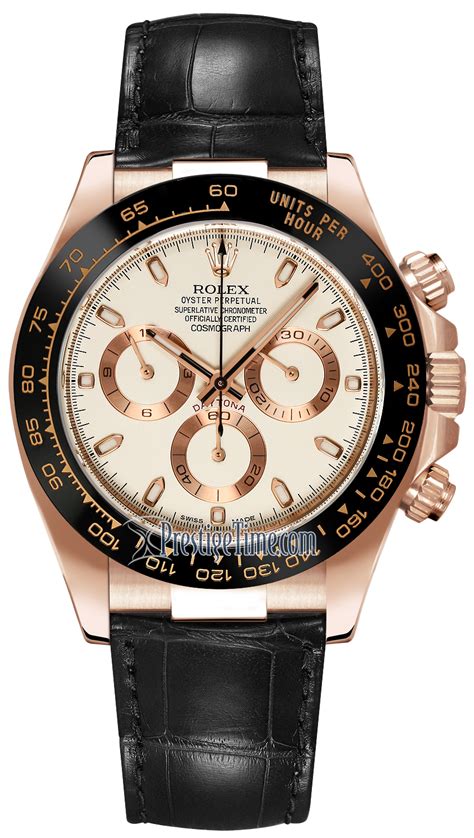 rolex cosmograph daytona everose gold ivory dial black bezel|Rolex Cosmograph Daytona watch: 18 ct Everose gold.